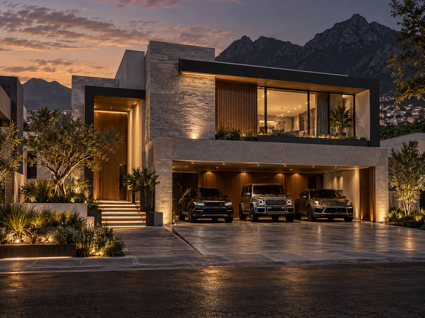 Fachada con materiales premium